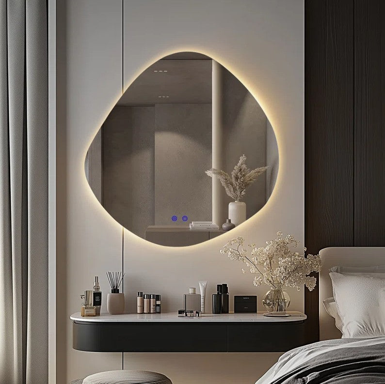 Dibbrun Frameless Lighted Bathroom Mirror Anti-Fog LED Wall Mirror