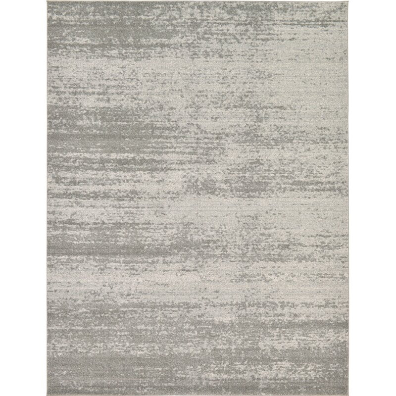 Croslin Abstract Light Gray Area Rug-9'x12'
