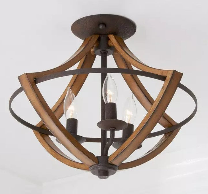 Montana Rustic Semi Flush Ceiling Light