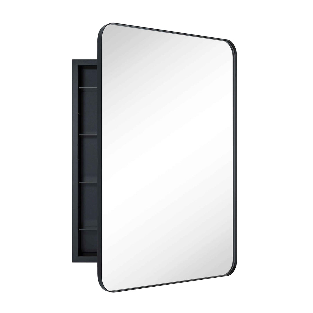 Recessed Framed Medicine Cabinet with Mirror and Adjustable Shelves