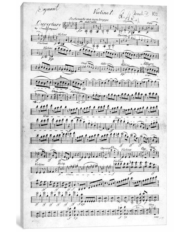 Score Sheet For The Overture Gallery Wrapped Canvas Unframed