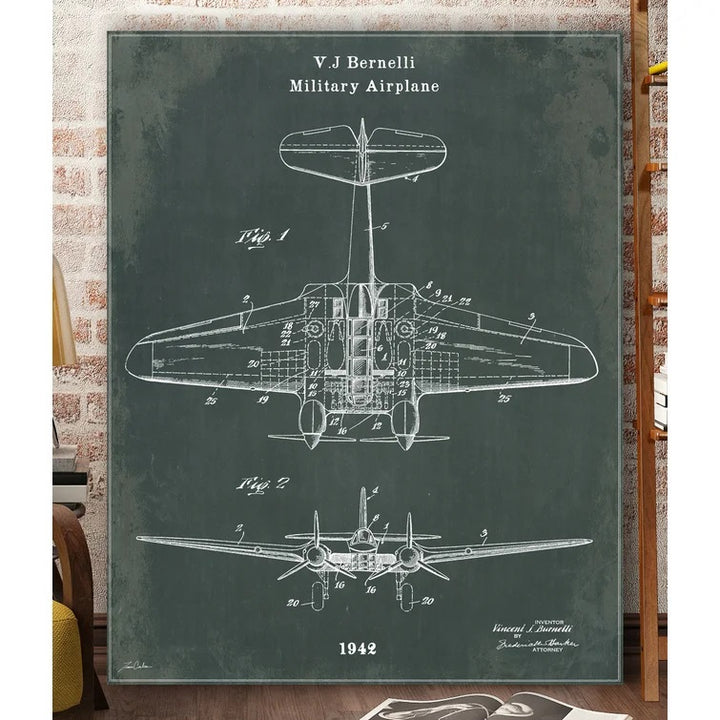 Military Airplane Graphic Art No Frame 30"x40"