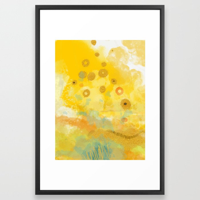 Abstract autumn with gold and warm light Framed Art Print with frame 24" x 36"