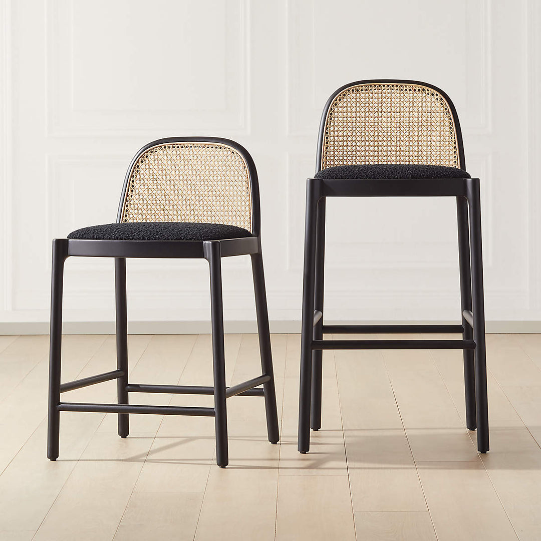 Nadia Black Cane Counter Stool