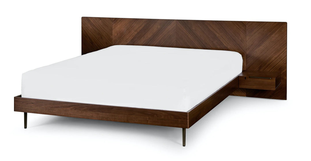 Nera Walnut Bed with Nightstands-King