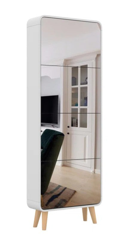Accent Shoe Cabinet with Full length Mirror for Narrow Entryway