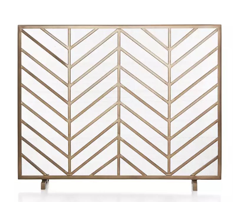 Chevron Brass Fireplace Screen
