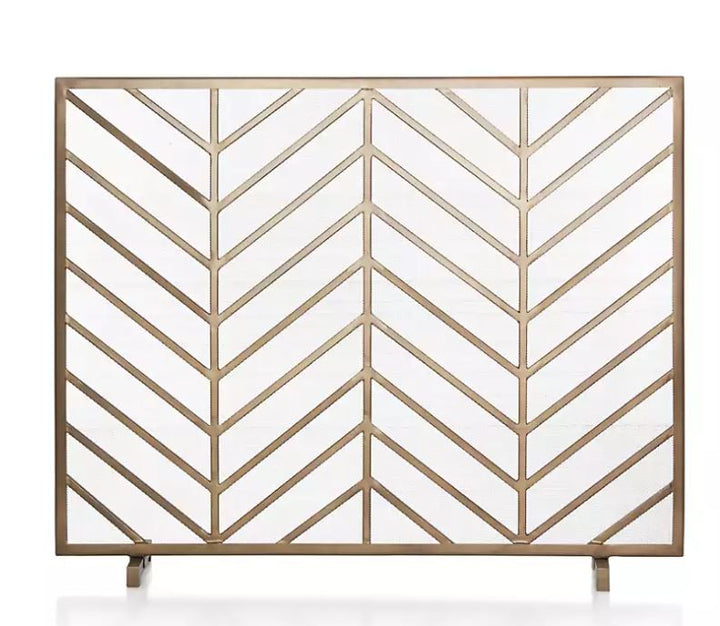 Chevron Brass Fireplace Screen