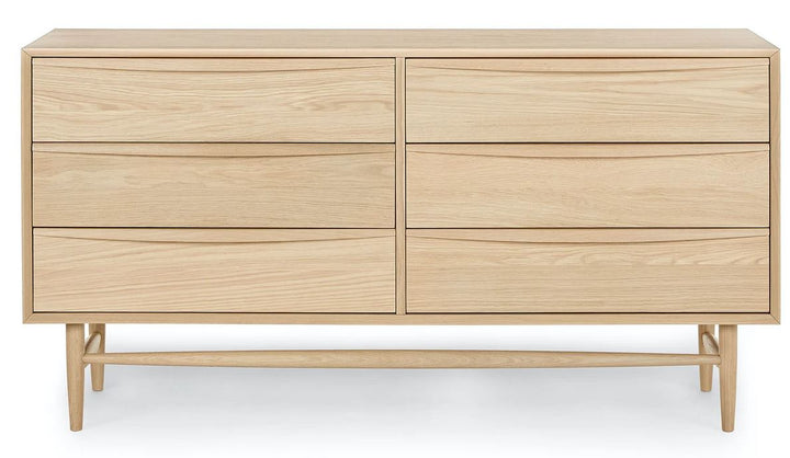 Lenia White Oak 6 Drawer Double Dresser