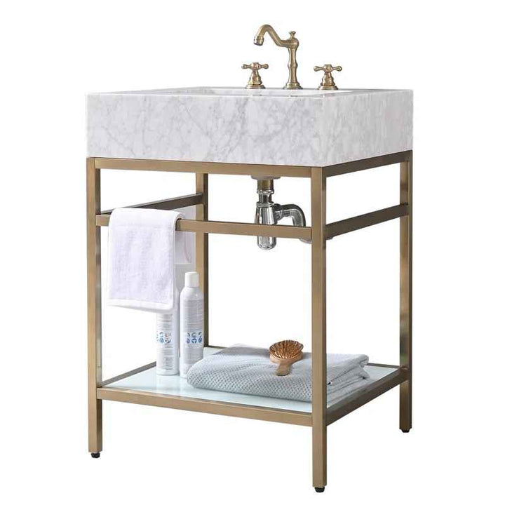 Carrara Marble Theiler Bathroom Vanity with Sink
