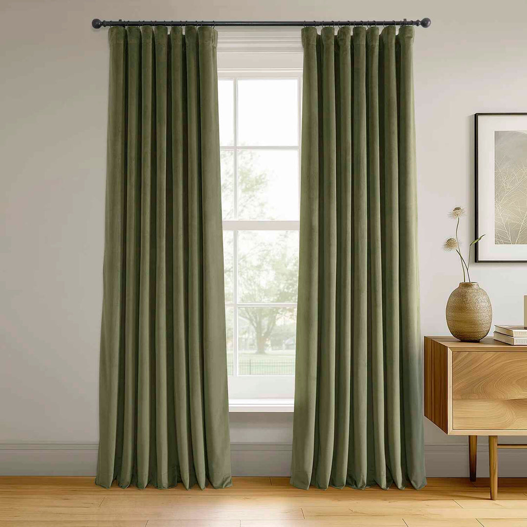 Olivia Signature Thermal Lined Blackout Velvet Curtains-96"