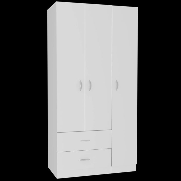 Ferrante 3 Door Armoire with Drawers Shelves and Hanging Rod