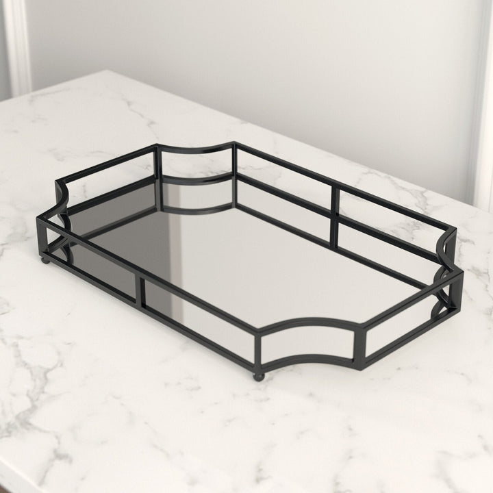 Aayush Metal Mirrored Ornate Scalloped Decorative Vanity Tray