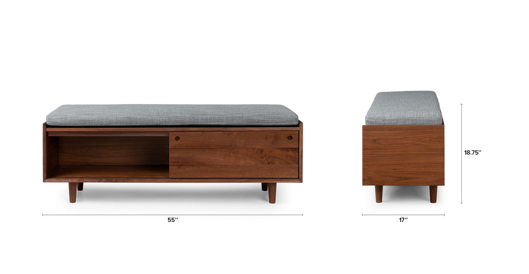 Nederin Pebble Gray Walnut Bench