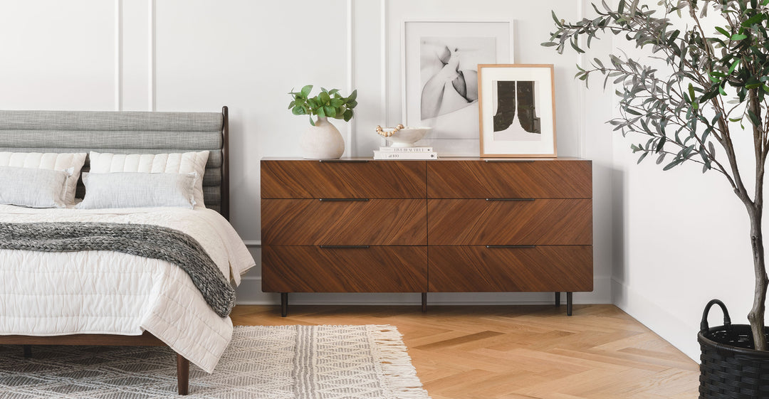 Nera Walnut 6 Drawer Double Dresser