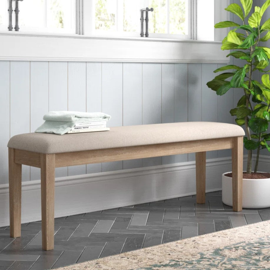 Whipkey Solid Wood Upholstered Dining or Entryway Bench