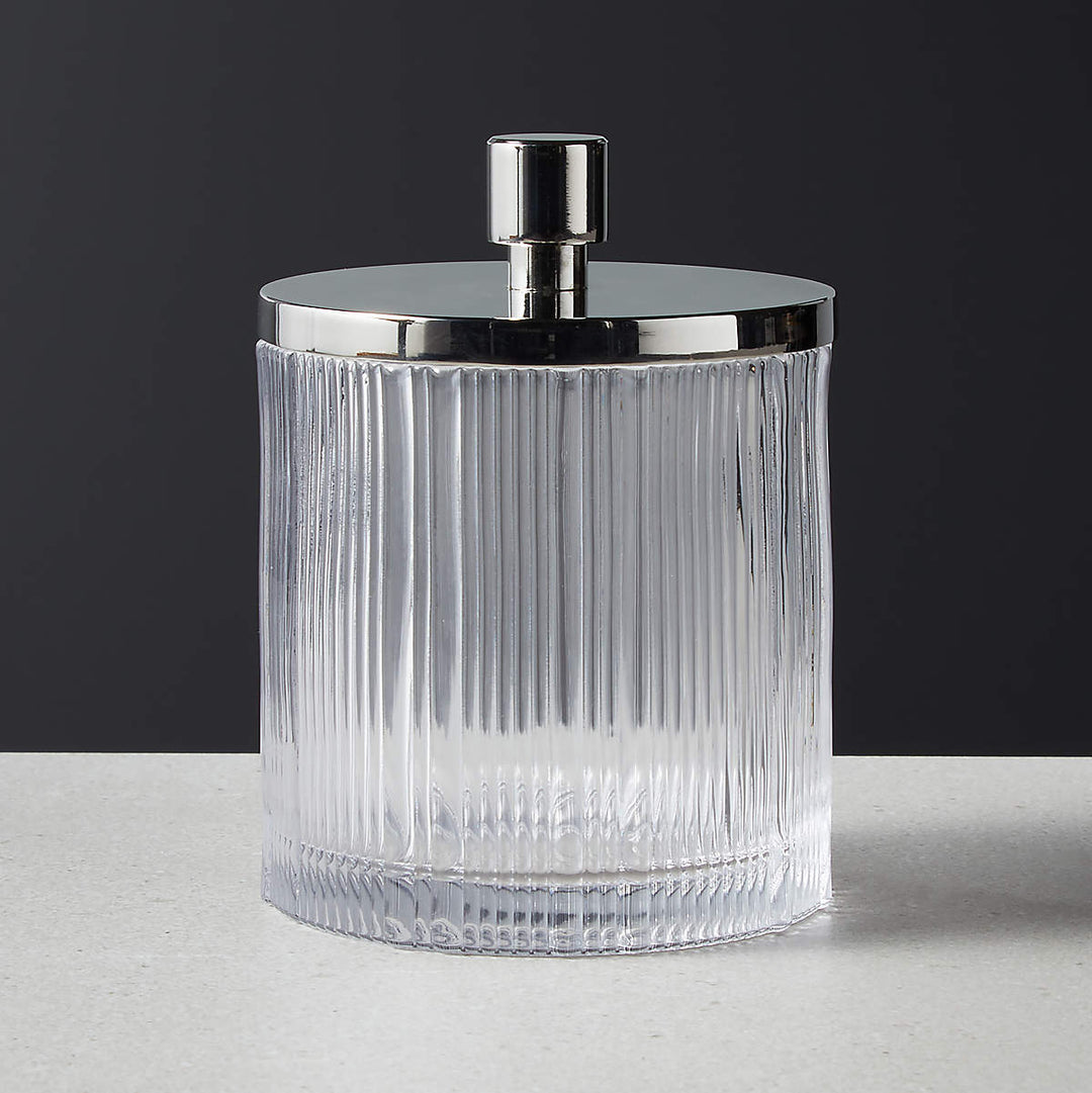 ATHENA RIBBED GLASS ROUND CANISTER