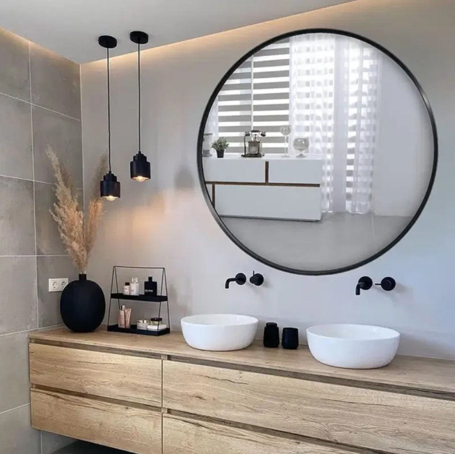 Round Metal Wall Mirror_Black