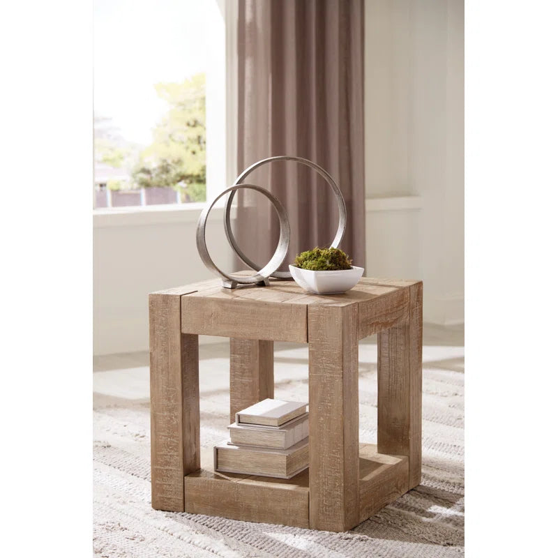 Waltleigh Tall Solid Wood Floor Shelf End Table