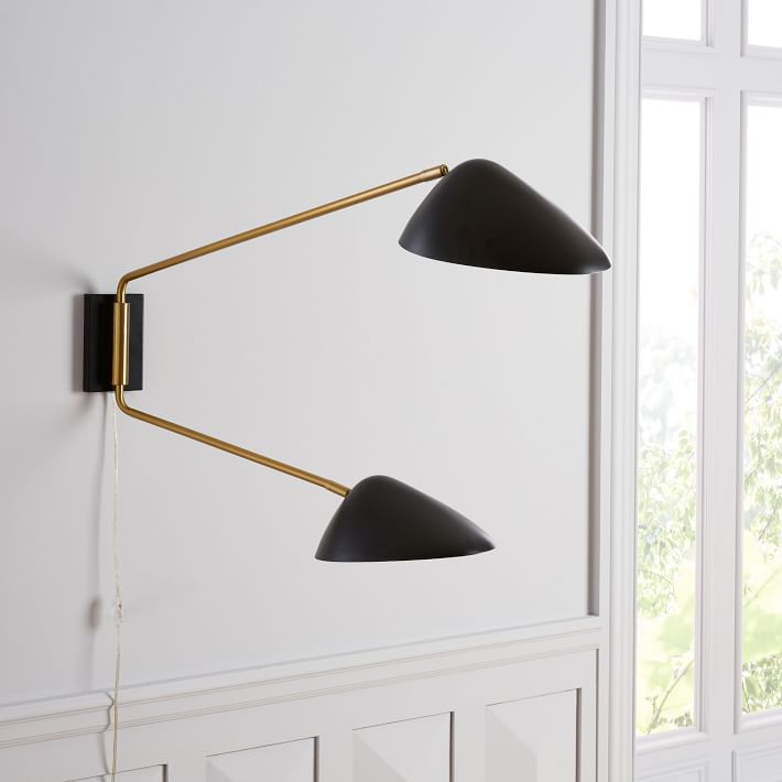 Curvilinear Mid Century 2 Light Long Sconce