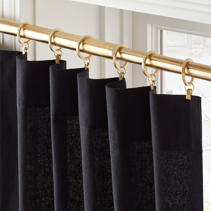 Basketweave Black Cotton Window Curtain Panel - 48"x120"