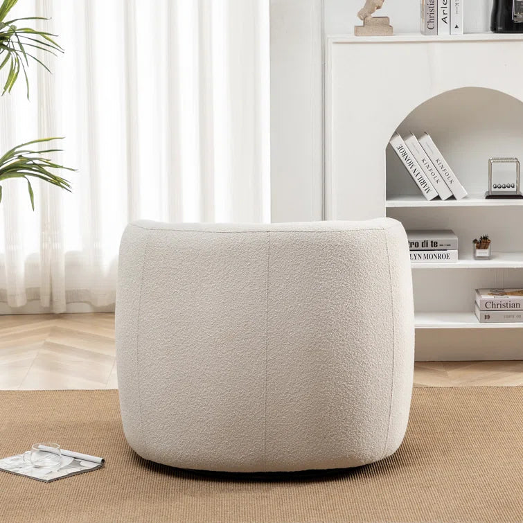 Arijit 34" Wide Boucle Upholstered Swivel Armchair