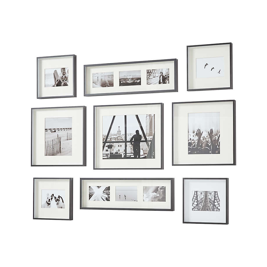 Brushed Gunmetal Picture Frame Gallery(Set of 9) With Frame