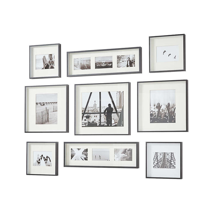 Brushed Gunmetal Picture Frame Gallery(Set of 9) With Frame