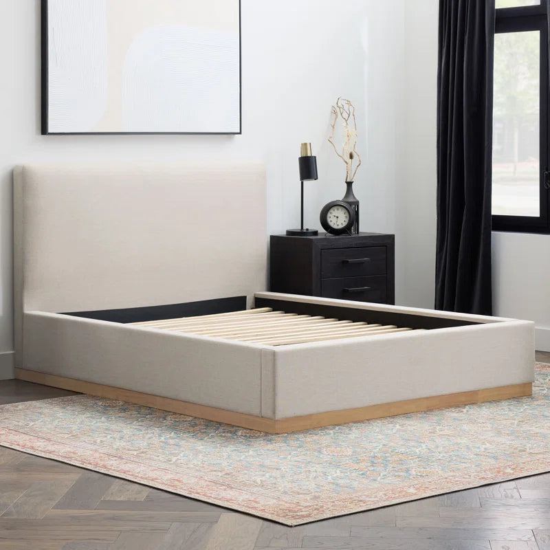 Grounded Upholstered Wood Base Bed
