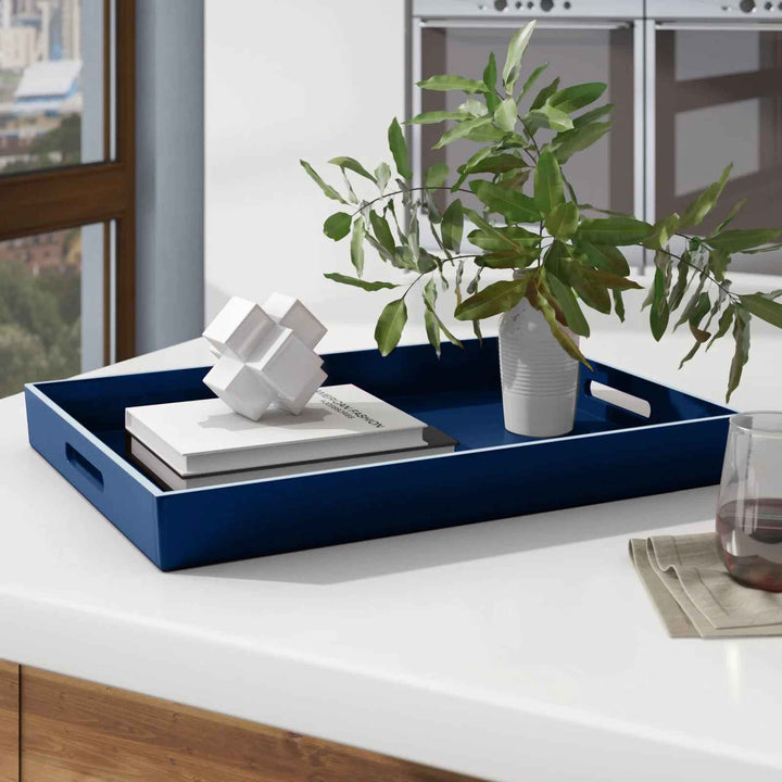 Blue White Ottoman Coffee Table Tray