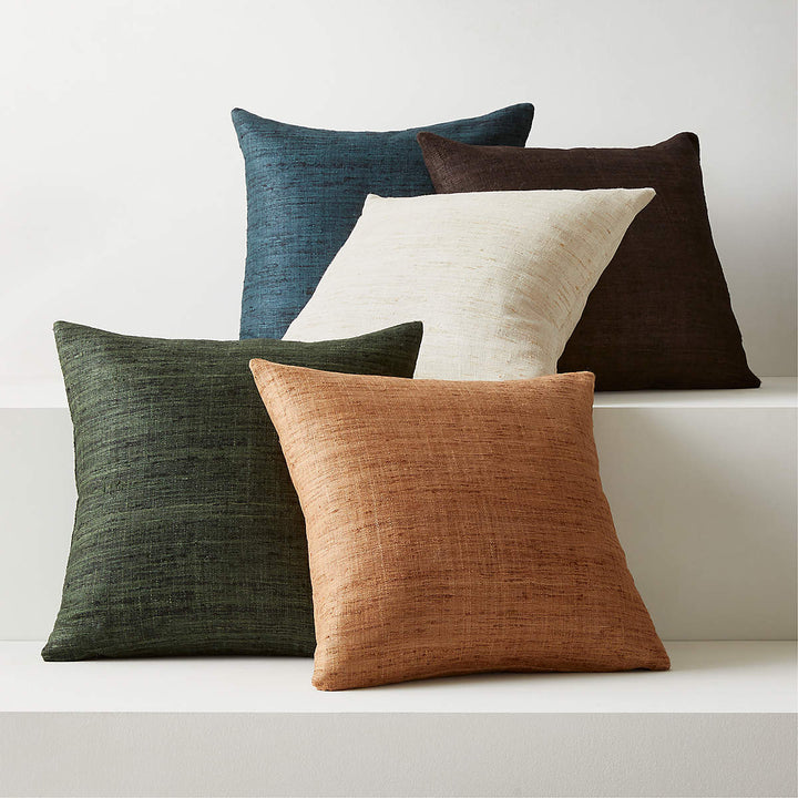 RAJ DARK BROWN SILK THROW PILLOW WITH DOWN ALTERNATIVE INSERT 20''