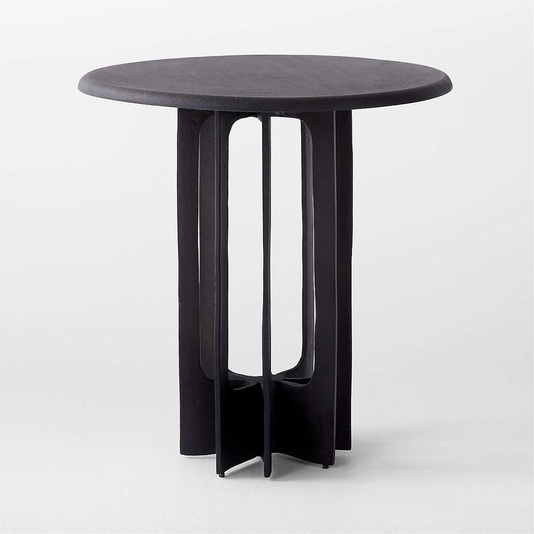 TITUS ROUND BLACKENED CAST ALUMINUM SIDE TABLE