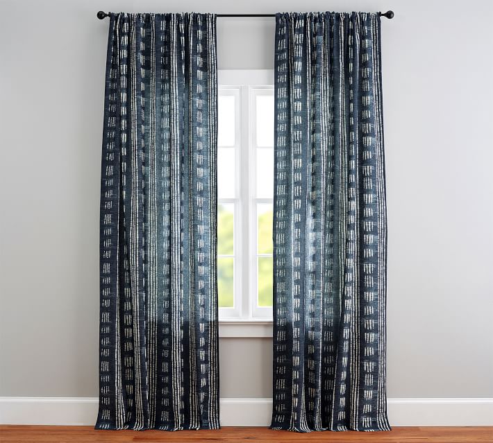 Shibori Dot Linen Cotton Rod Pocket Curtain