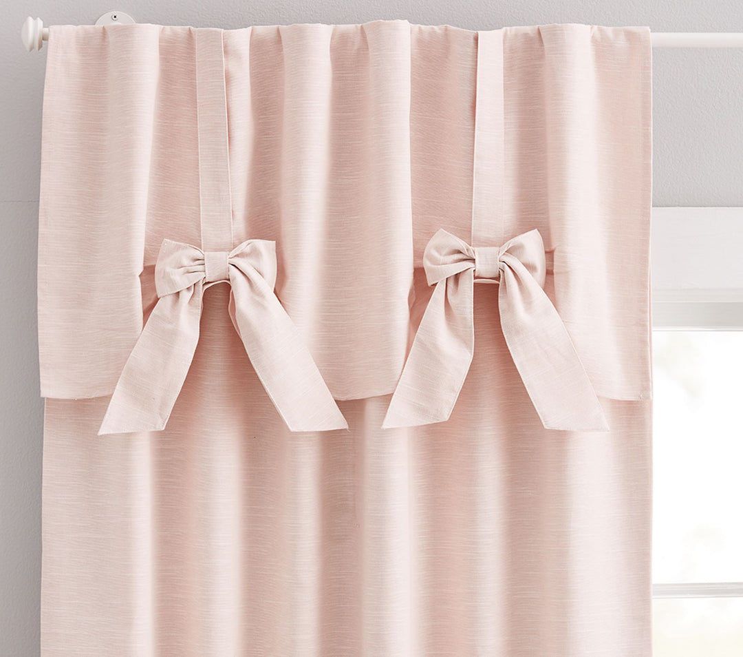 Evelyn Linen Blend Bow Valance Blackout Curtain-96"
