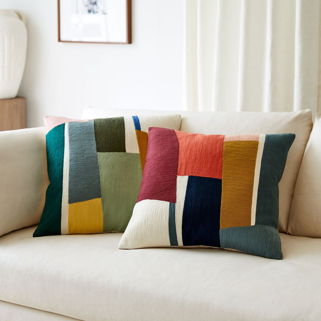 Crewel Geo Pieces Pillow Cover 20"x20"