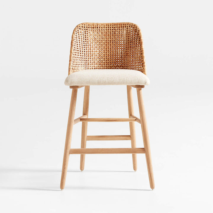 Astrid Upholstered Rattan Counter Stool