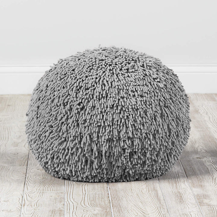 Grey Shaggy Pouf