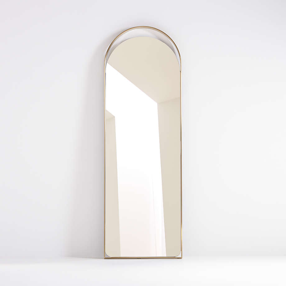 Aosta Brass Arch Cutout Floor Mirror