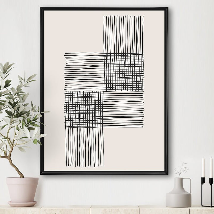 Minimal Geometric Compostions Of Elementary Forms XIX With Frame 30"x40"