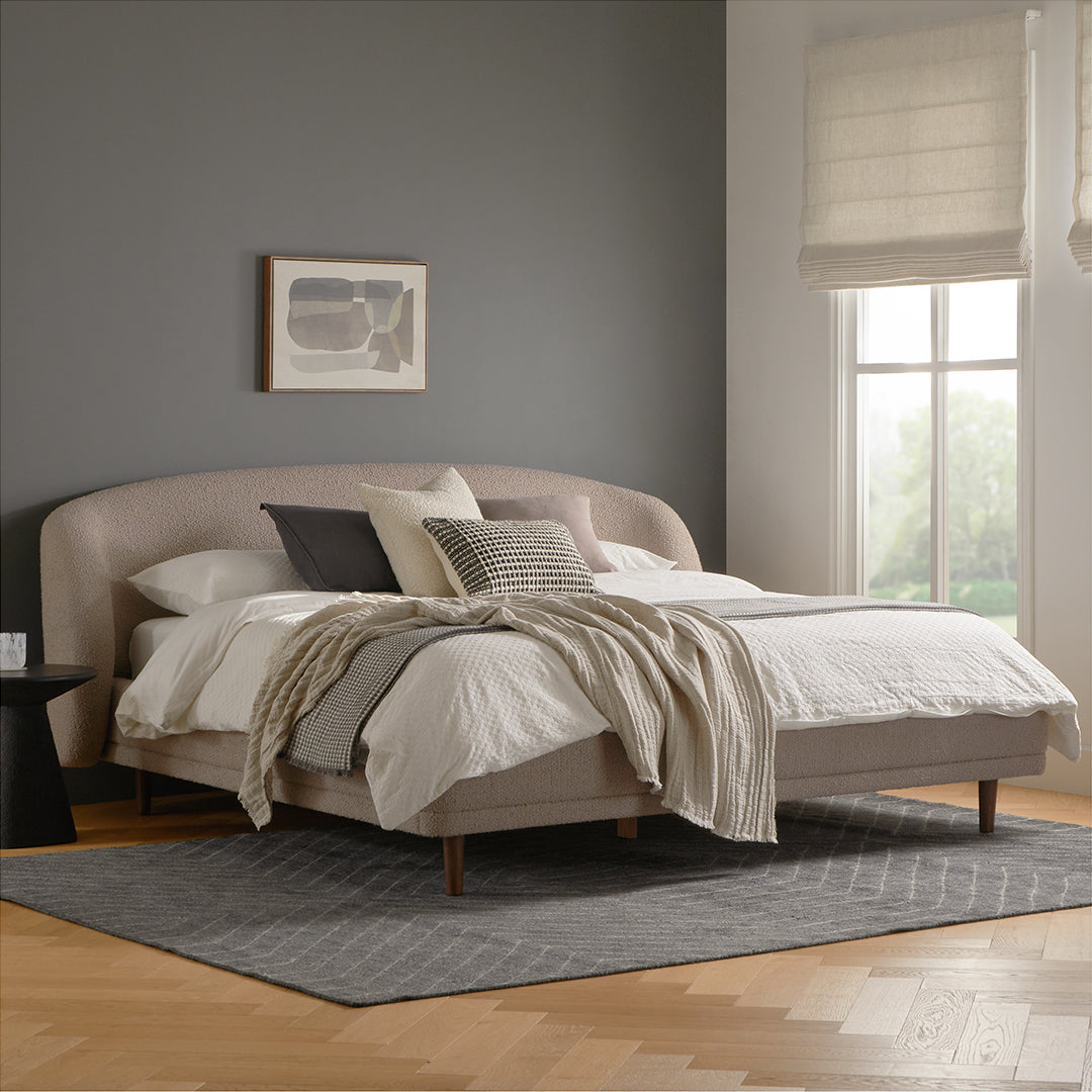 Kayra Lunaria Sandstone Bouclé King Bed