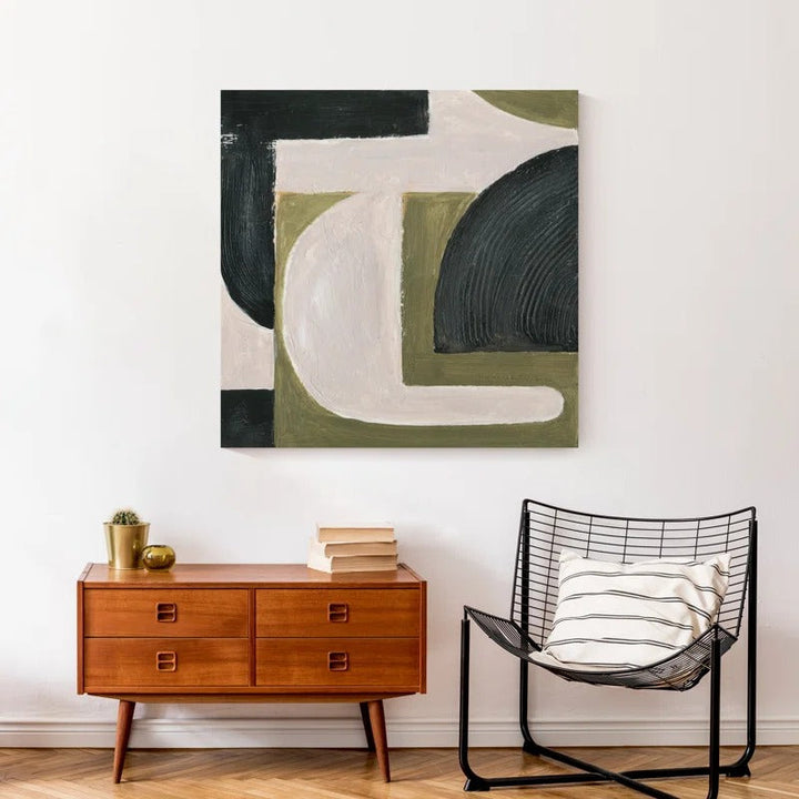 Abstract With Green On Canvas Painting 30x30