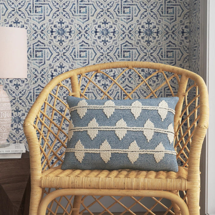 Heiden Embroidered Cotton Lumbar Throw Pillow 20x14