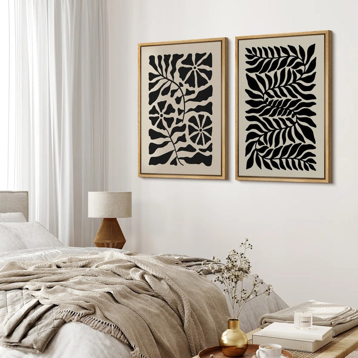 Black Abstract Floral Minimalist Modern Print 1