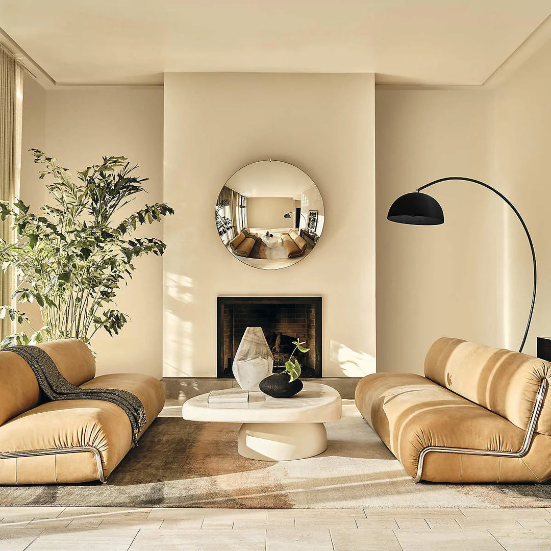 Venus Black Arc Floor Lamp with Marble Base