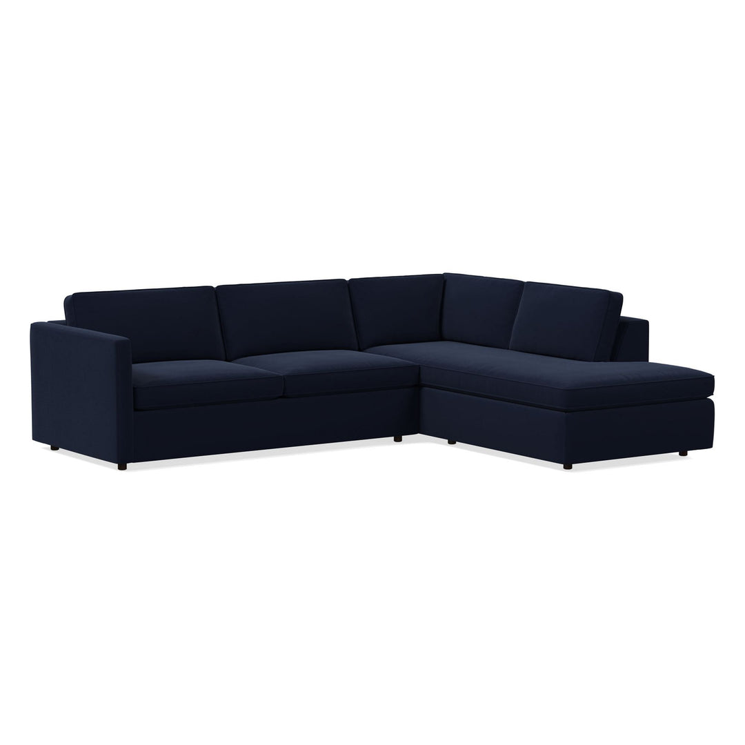 Harris 2-Piece Sleeper Sectional w/ Bumper Chaise Ink Blue, Distressed Velvet