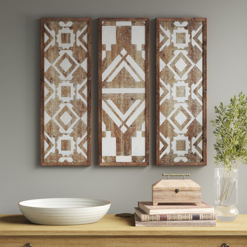 3 Piece Natural Wood Décor Set