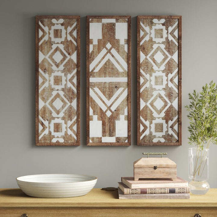 3 Piece Natural Wood Décor Set