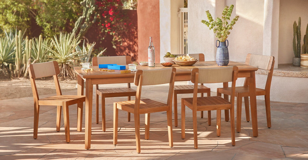 Marol Bronze Teak Dining Table for 6 Extendable