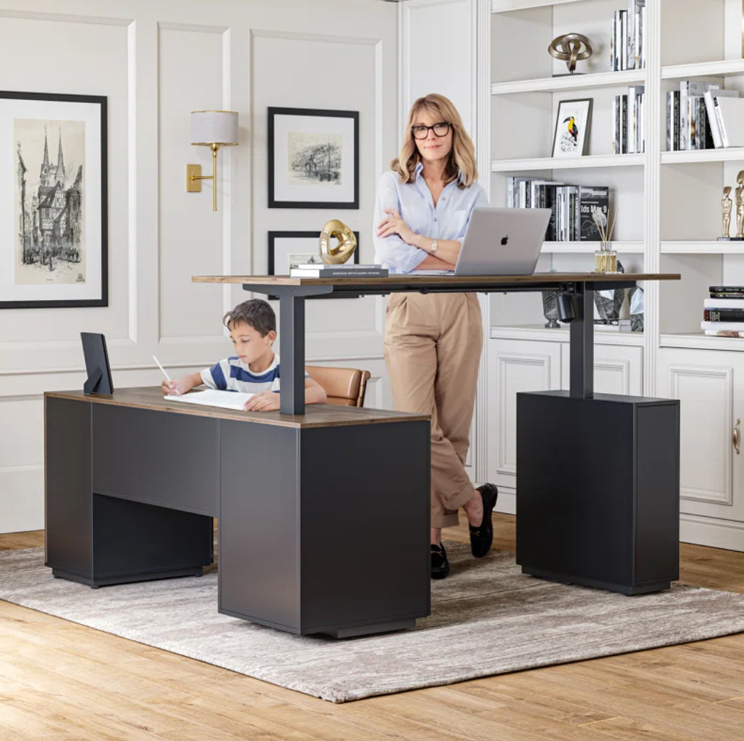 Casie Height Adjustable L-Shaped Computer Desk
