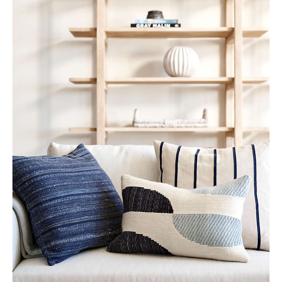 Vittoria Silk Blend Textured Deep Indigo Blue Throw Pillow Cover